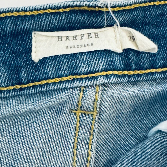 Harper Heritage Denim Blue Distressed Women Shorts - Picture 6 of 8